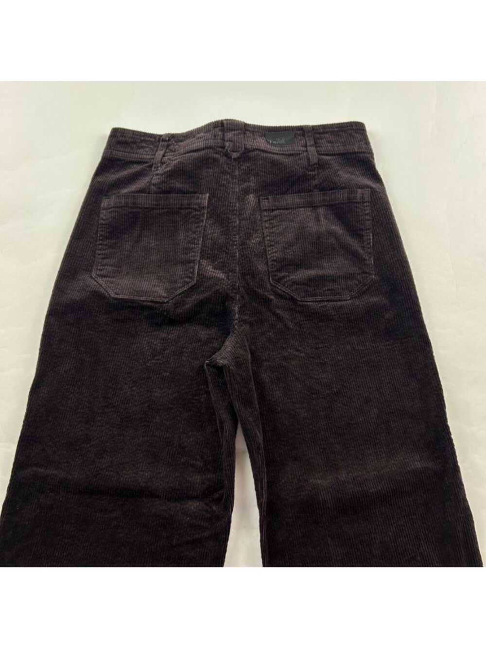 Paige Dark Plum Corduroy Nellie High Rise Wide Leg Cropped Pant 27 - Picture 7 of 7